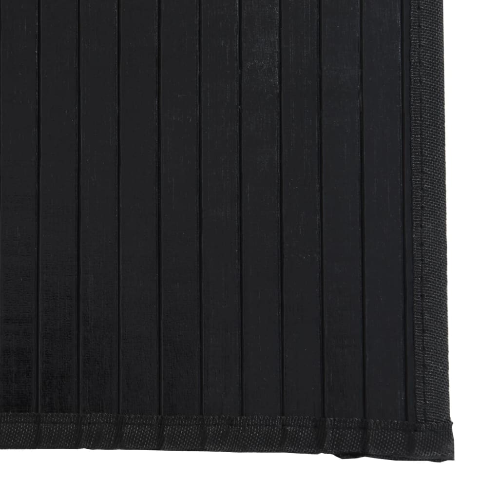 Teppich Quadratisch Schwarz 100x100 cm Bambus