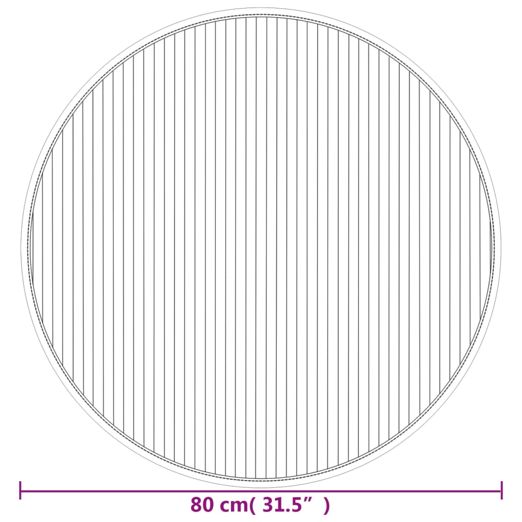Teppich Rund Dunkelbraun 80 cm Bambus