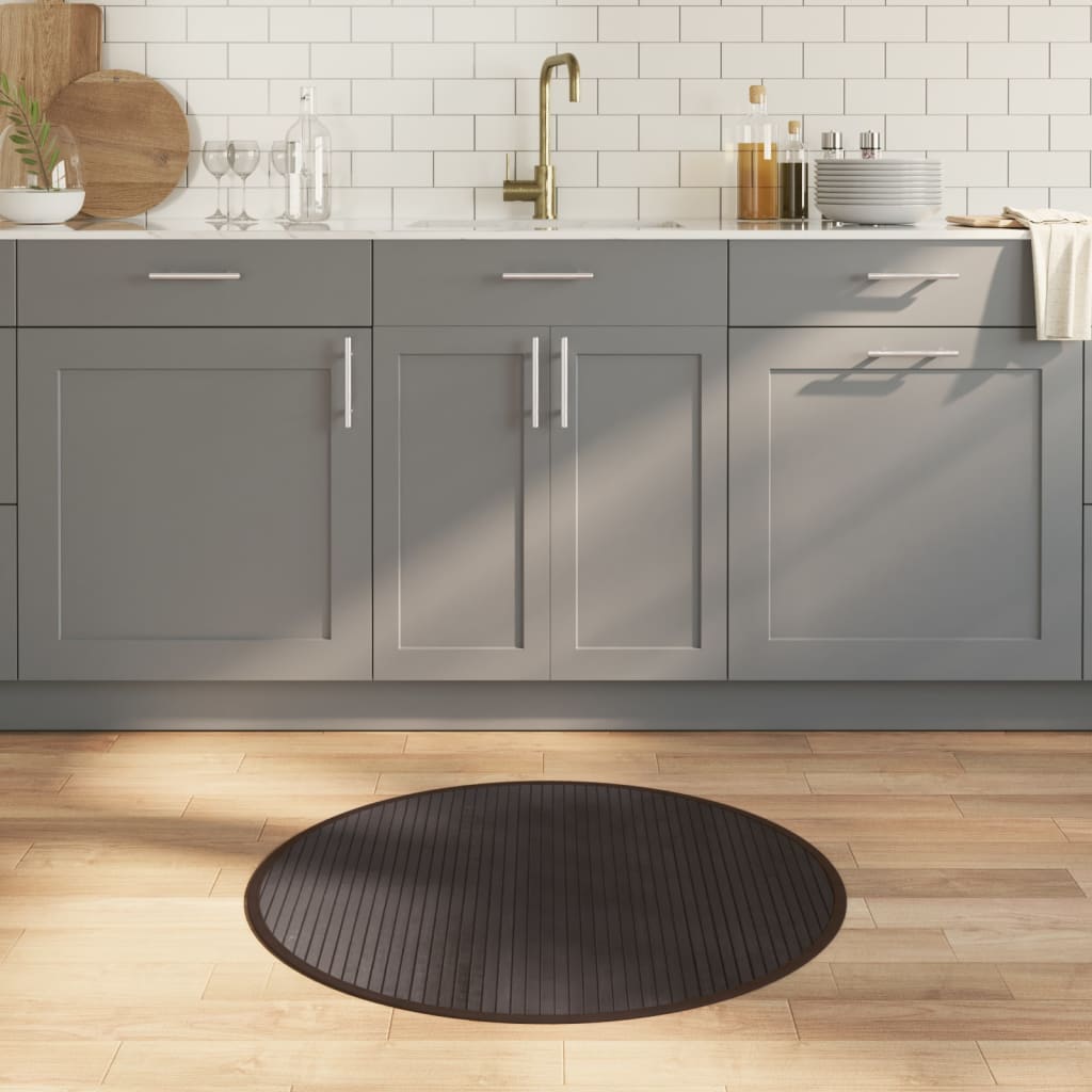 Teppich Rund Dunkelbraun 80 cm Bambus