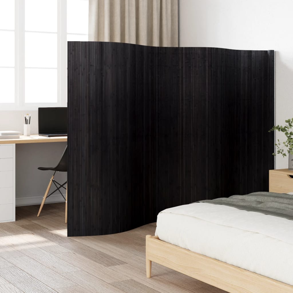 Paravent Schwarz Breite 400 cm Höhe 165 cm Bambus