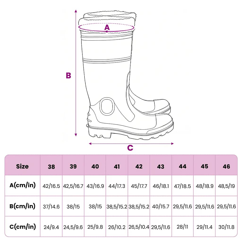 Gummistiefel mit Herausnehmbarem Innenfutter Schwarz Gr. 46 PVC