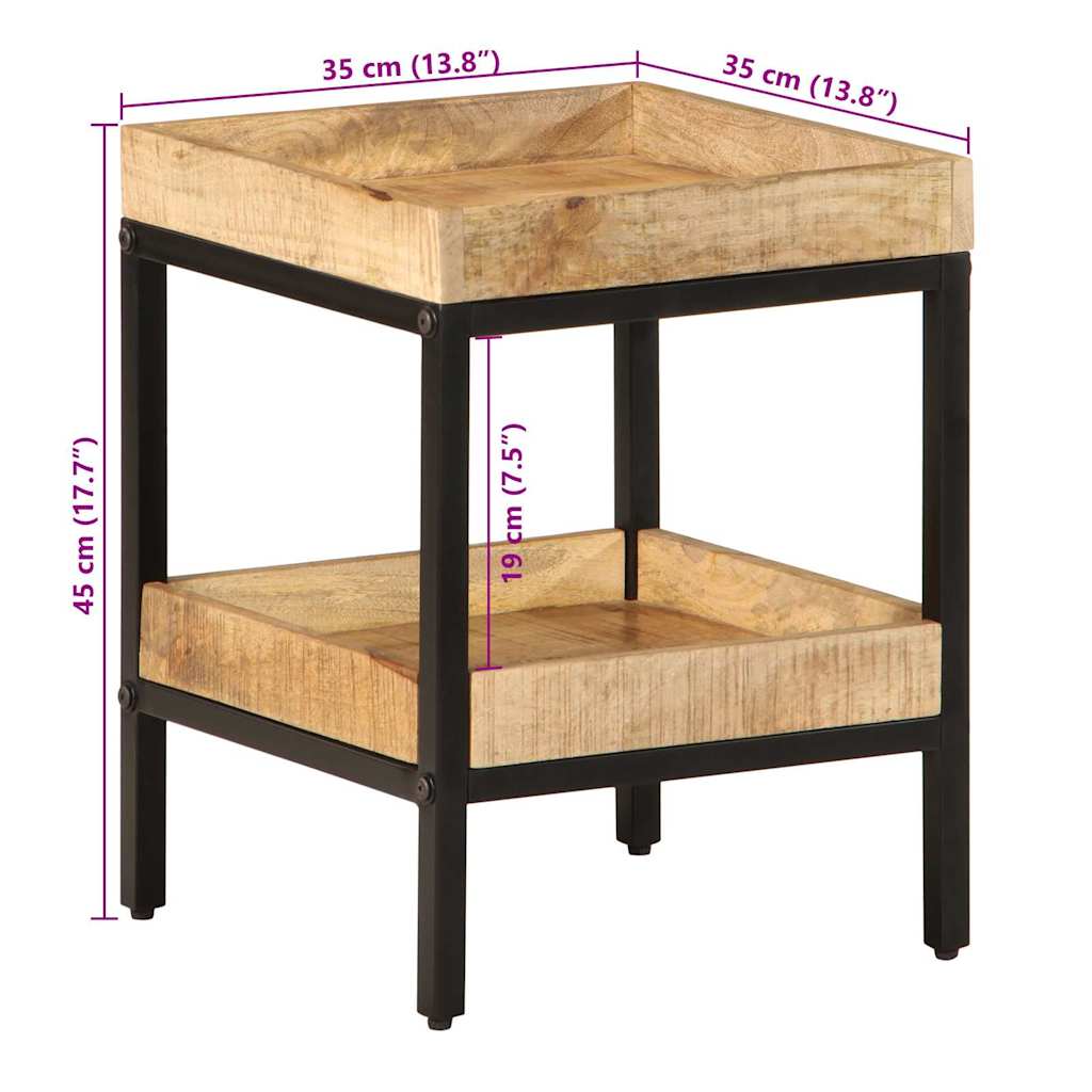 Beistelltisch mit Regal Braun 35 x 35 x 45 cm Massivholz Mango