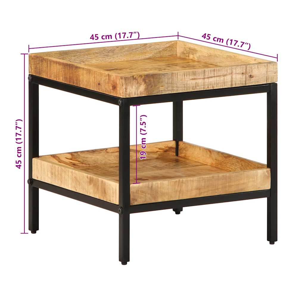 Beistelltisch mit Regal Braun 45 x 45 x 45 cm Massivholz Mango