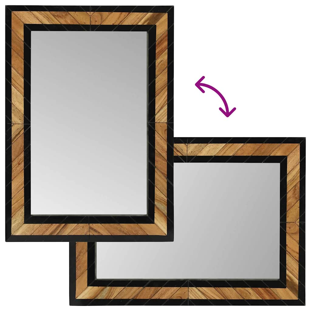 Wandspiegel Schwarz und Braun 70 x 2 x 70 cm Massivholz Akazie