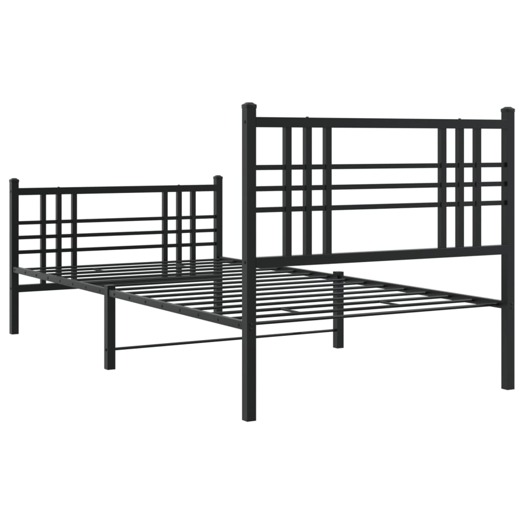Bettgestell mit Kopf- und Fußteil Metall Schwarz 90x200 cm