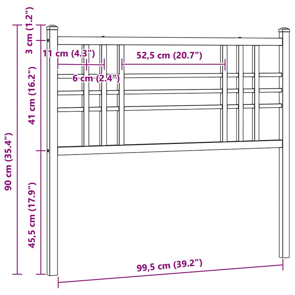 Ersatz-Kopfteil Metall Schwarz 100 cm
