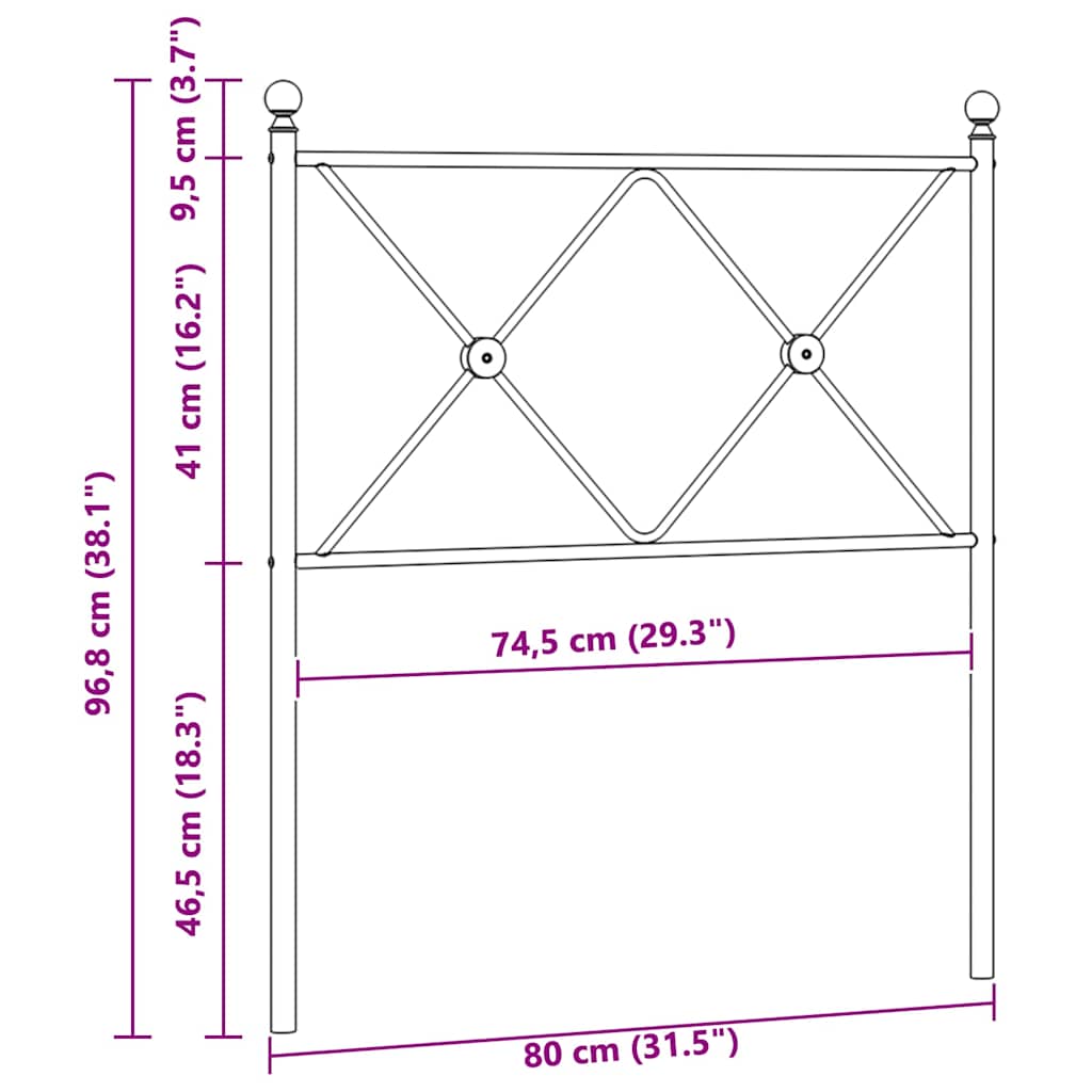 Ersatz-Kopfteil Metall Schwarz 75 cm