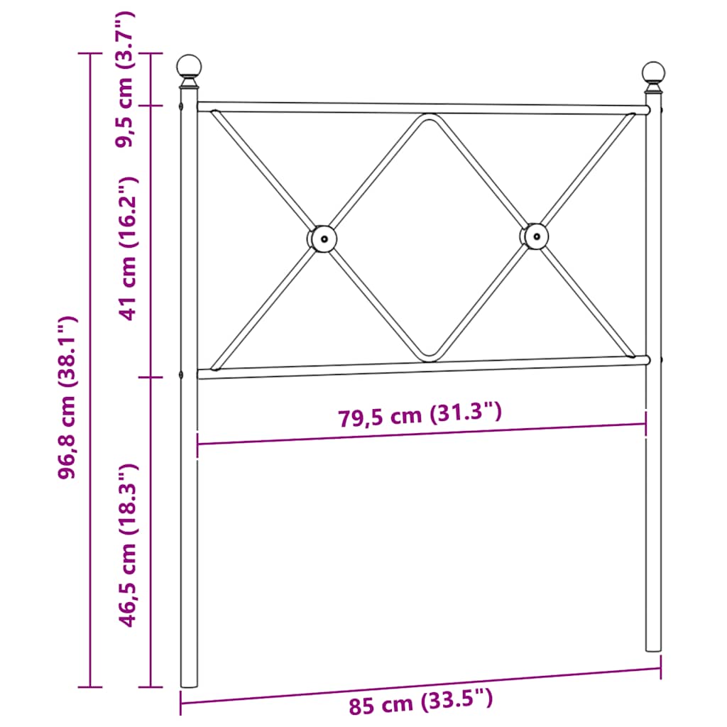 Ersatz-Kopfteil Metall Schwarz 80 cm