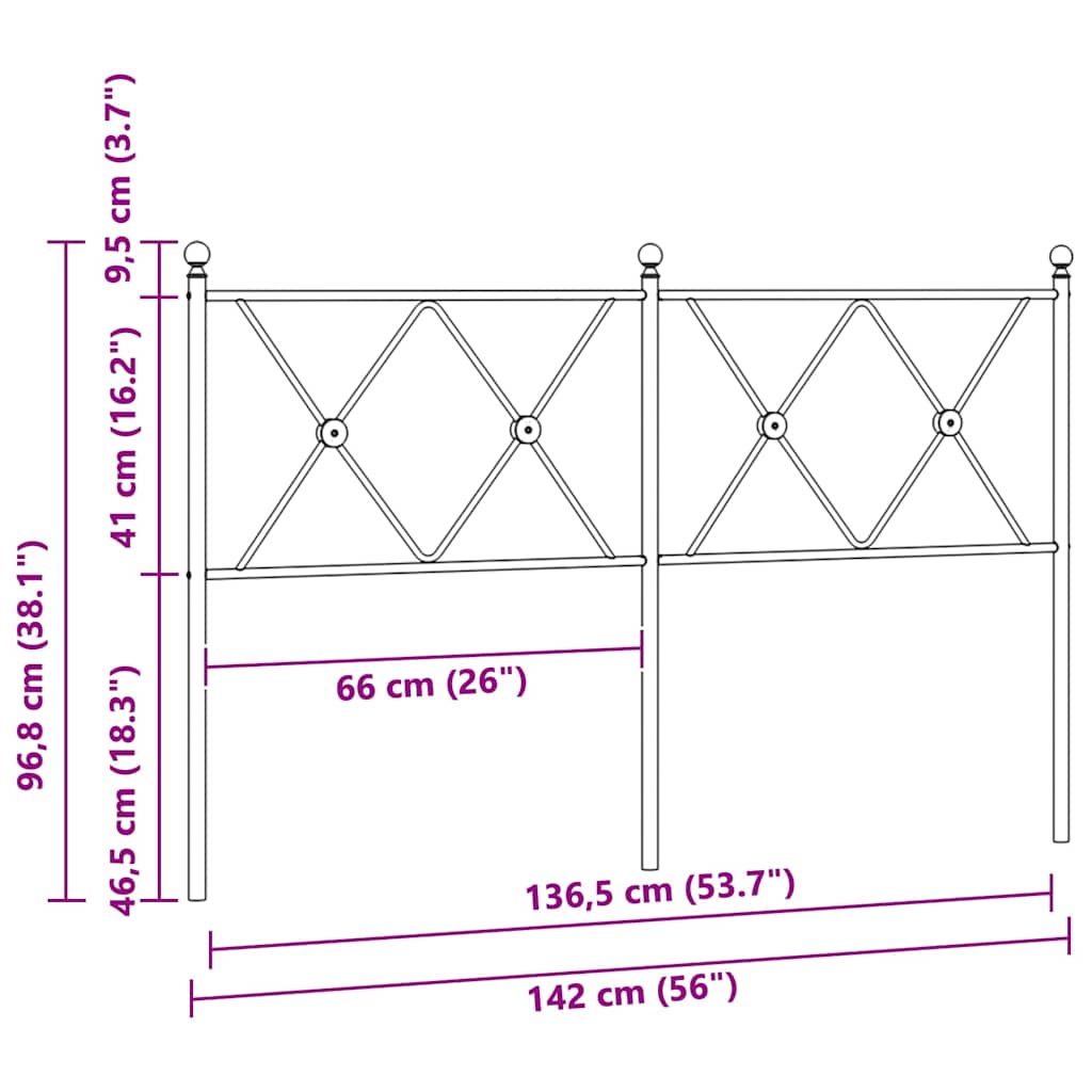 Ersatz-Kopfteil Metall Schwarz 137 cm