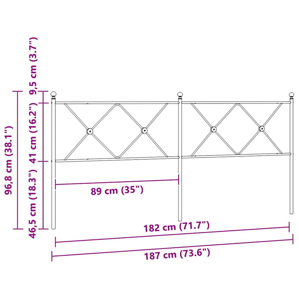 Ersatz-Kopfteil Metall Schwarz 180 cm