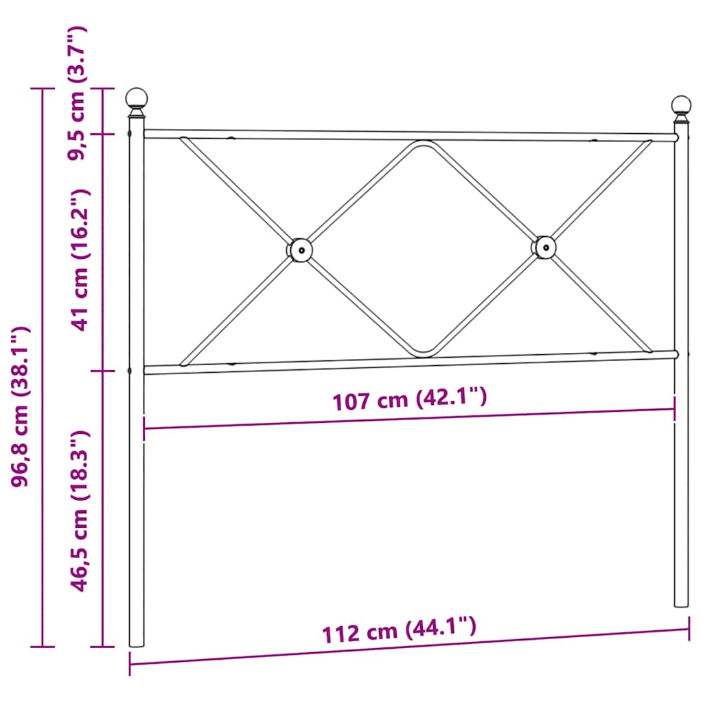 Ersatz-Kopfteil Metall Weiß 107 cm