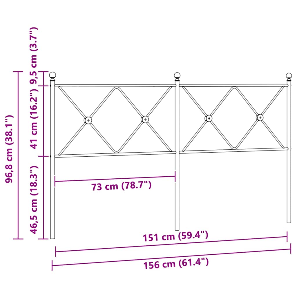 Ersatz-Kopfteil Metall Weiß 150 cm