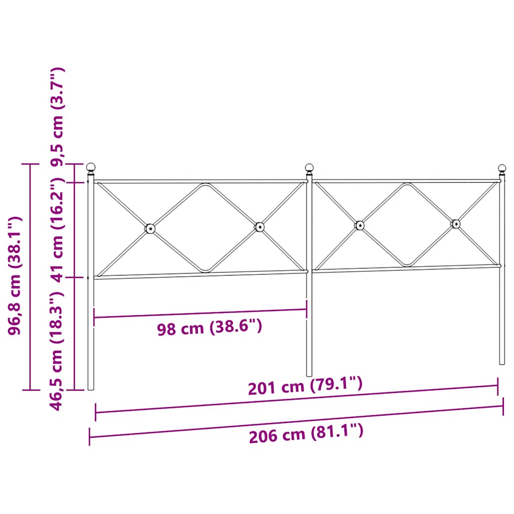 Ersatz-Kopfteil Metall Weiß 200 cm