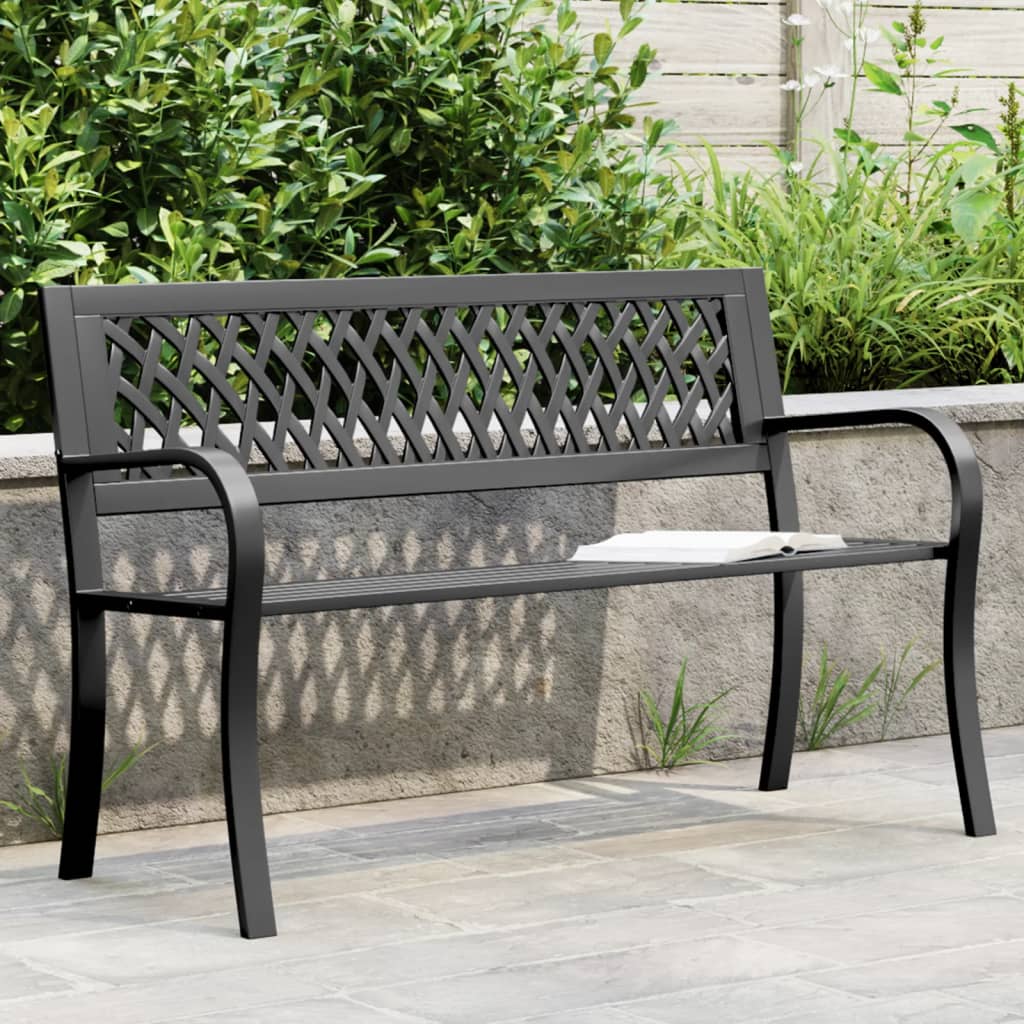 Gartenbank Schwarz 120 cm Stahl