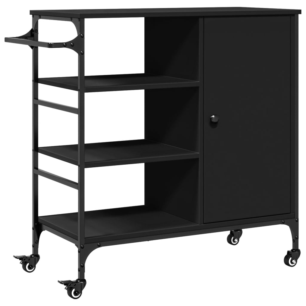 Küchenwagen Schwarz 87,5x38,5x84,5 cm Holzwerkstoff