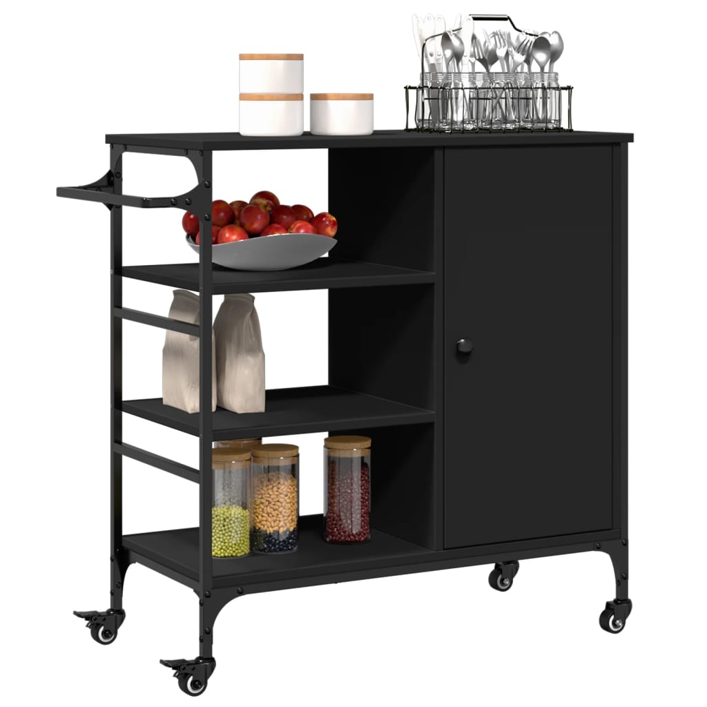 Küchenwagen Schwarz 87,5x38,5x84,5 cm Holzwerkstoff