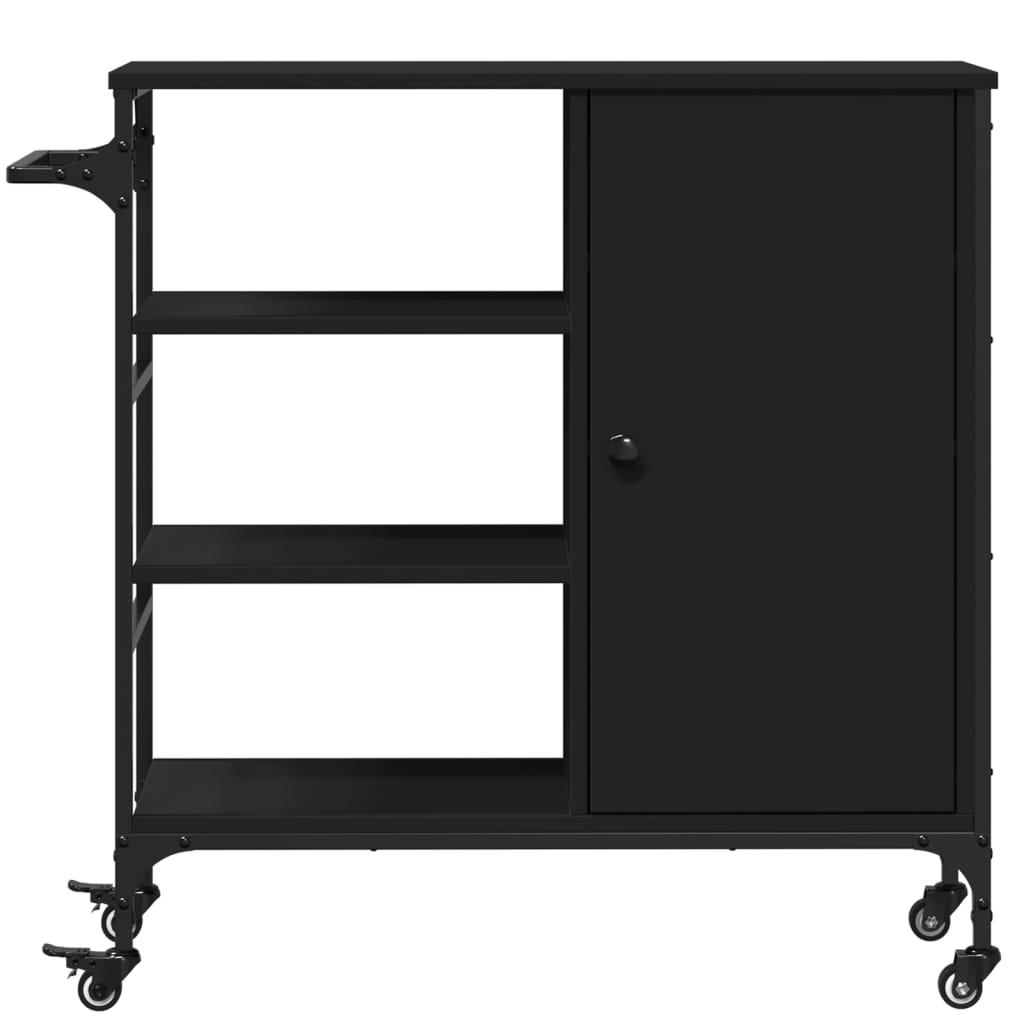 Küchenwagen Schwarz 87,5x38,5x84,5 cm Holzwerkstoff