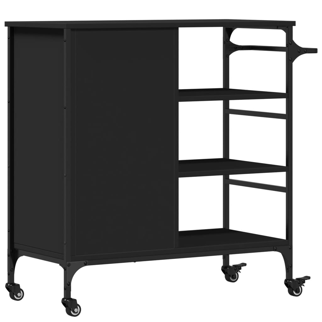 Küchenwagen Schwarz 87,5x38,5x84,5 cm Holzwerkstoff