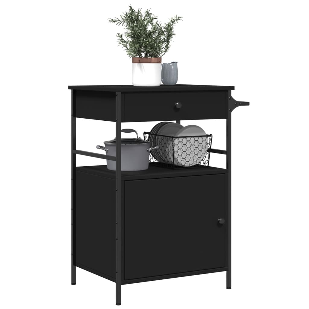 Küchenwagen Schwarz 56x43x89,5 cm Holzwerkstoff