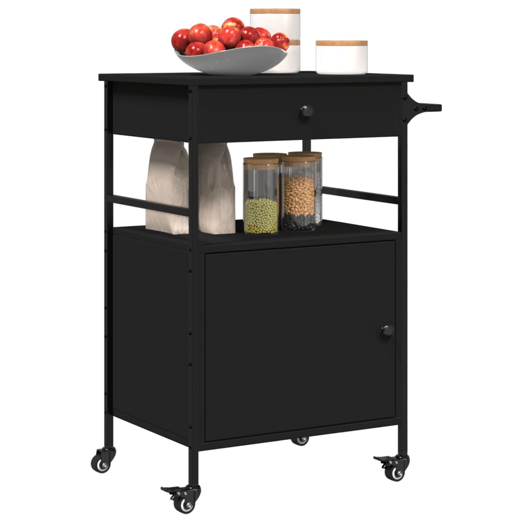 Küchenwagen Schwarz 56x43x89,5 cm Holzwerkstoff