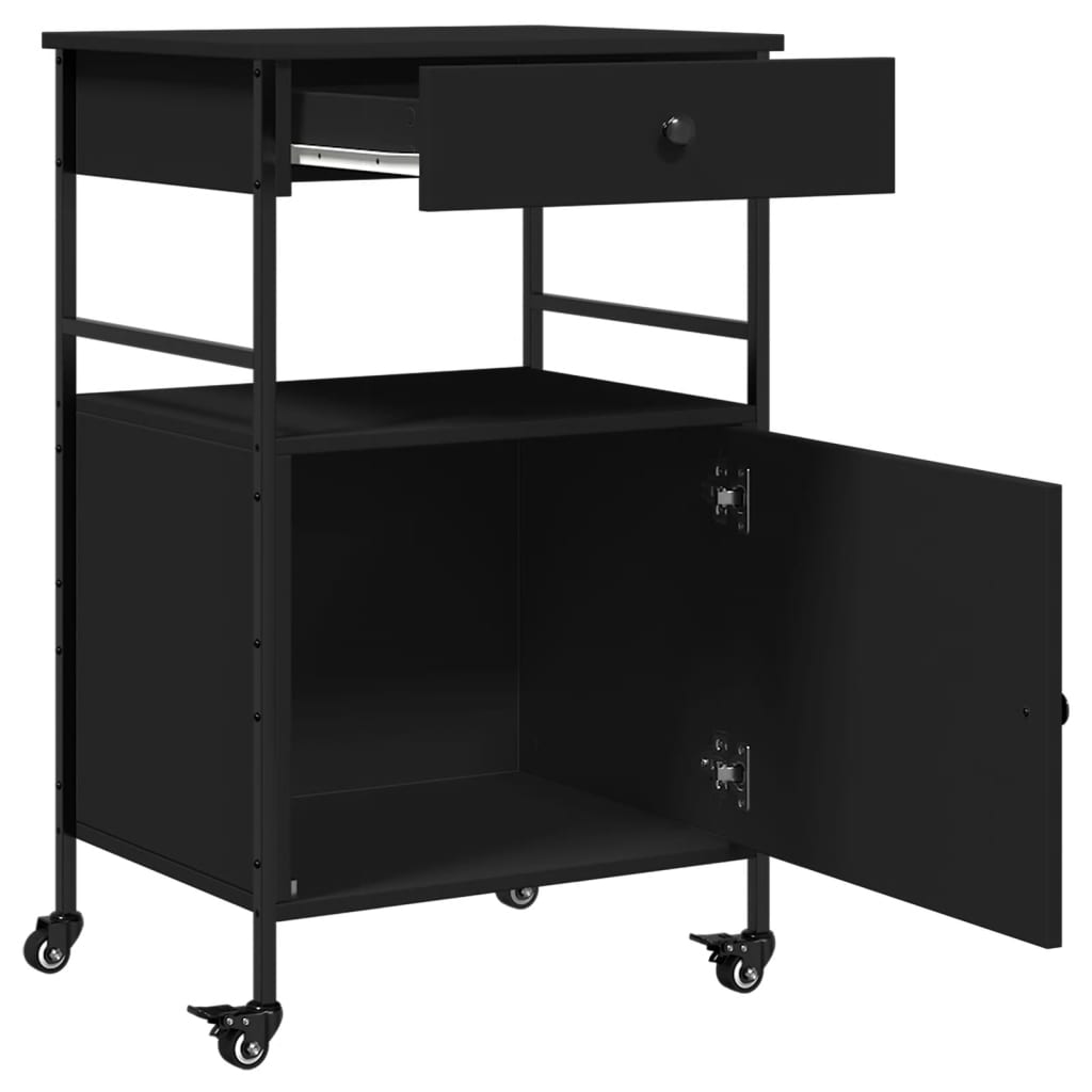 Küchenwagen Schwarz 56x43x89,5 cm Holzwerkstoff
