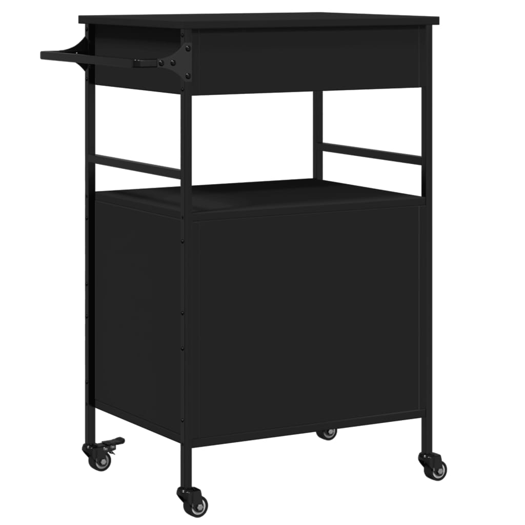 Küchenwagen Schwarz 56x43x89,5 cm Holzwerkstoff