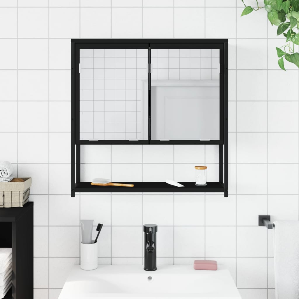 Bad-Spiegelschrank Schwarz 60x16x60 cm Holzwerkstoff