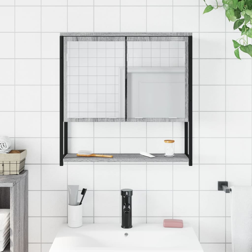 Bad-Spiegelschrank Grau Sonoma 60x16x60 cm Holzwerkstoff