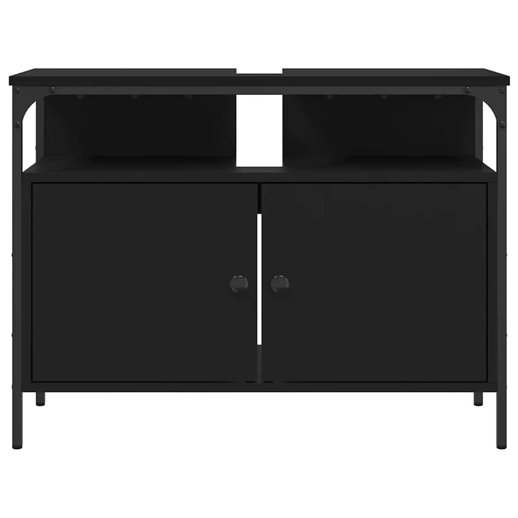 Waschbeckenunterschrank Schwarz 80x30x60 cm Holzwerkstoff