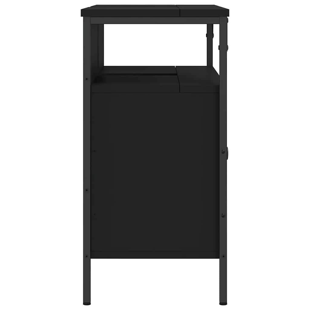Waschbeckenunterschrank Schwarz 80x30x60 cm Holzwerkstoff
