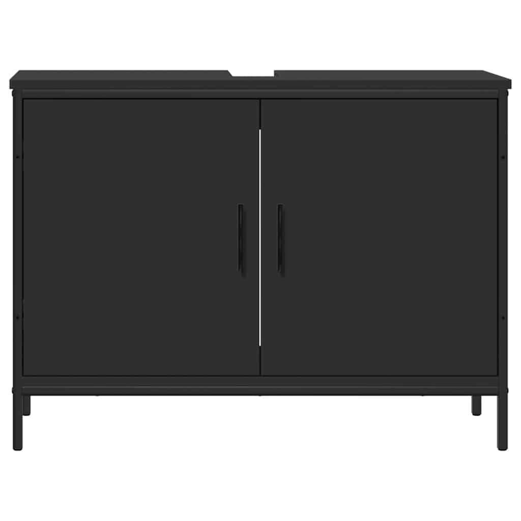 Waschbeckenunterschrank Schwarz 80x30x60 cm Holzwerkstoff
