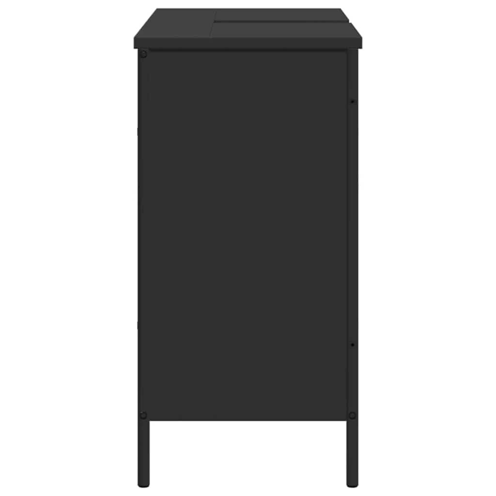 Waschbeckenunterschrank Schwarz 80x30x60 cm Holzwerkstoff