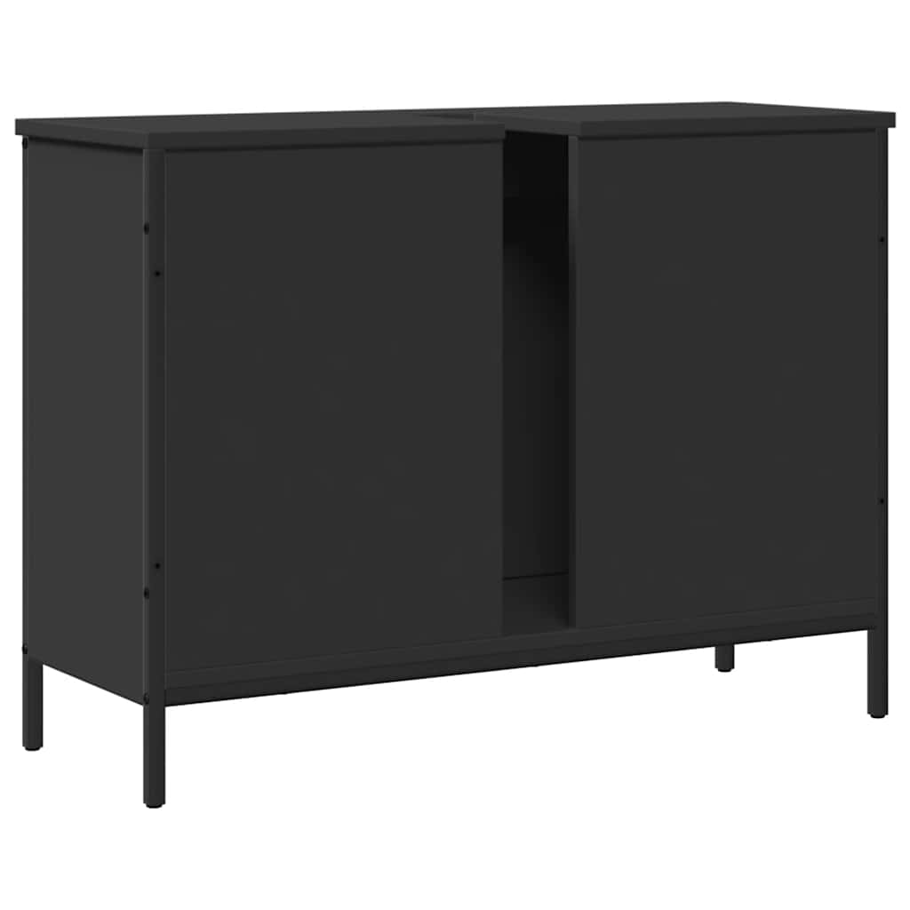 Waschbeckenunterschrank Schwarz 80x30x60 cm Holzwerkstoff