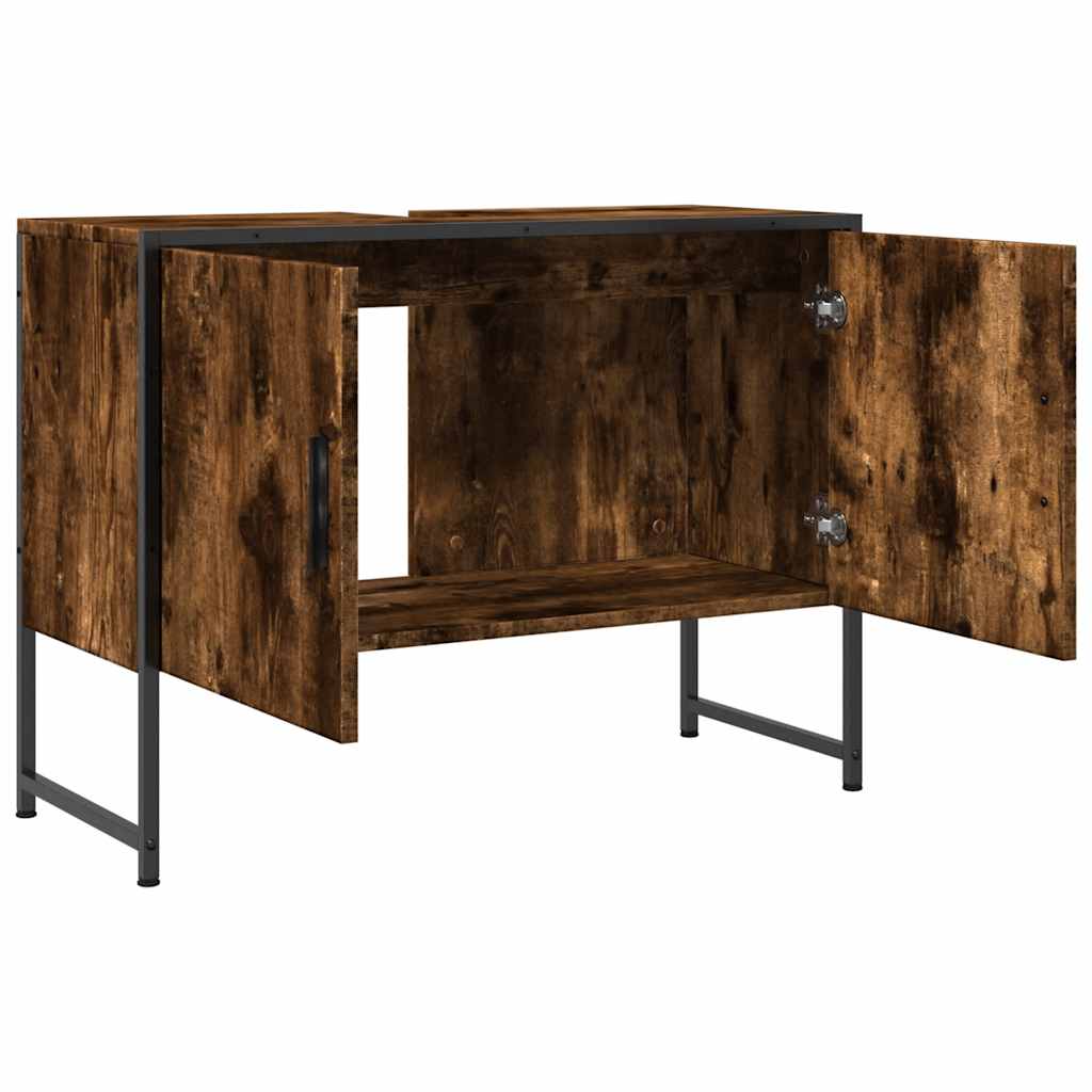 Waschbeckenunterschrank Räuchereiche 80x33x60 cm Holzwerkstoff