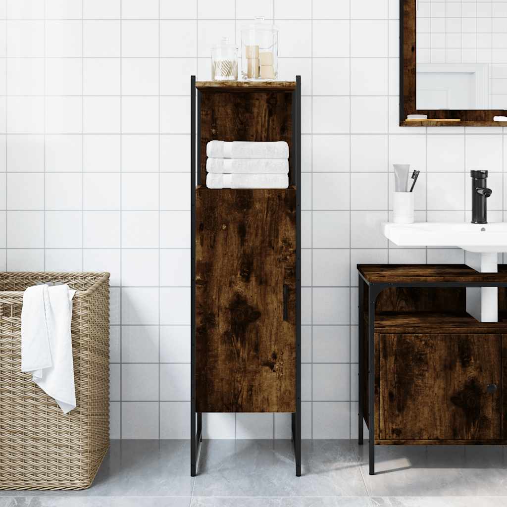 Badschrank Räuchereiche 33x33x120,5 cm Holzwerkstoff