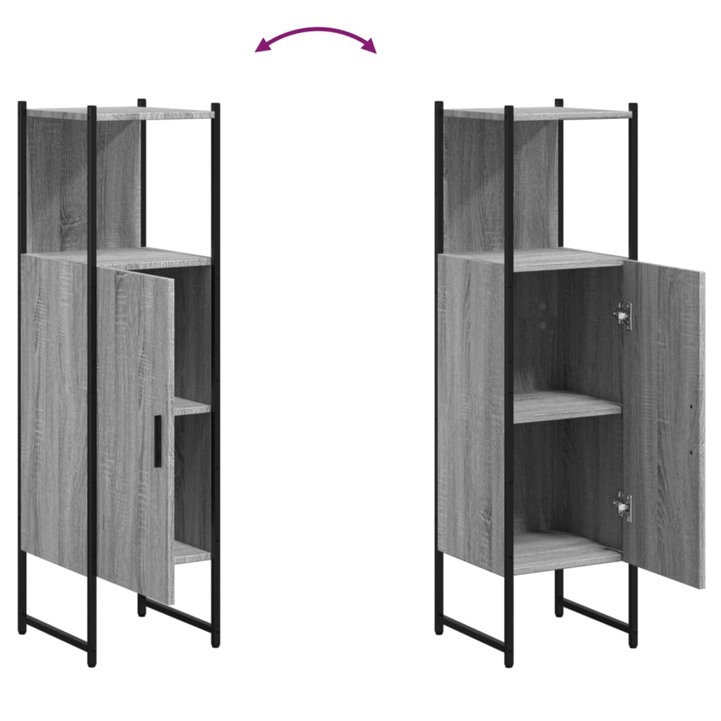 Badschrank Grau Sonoma 33x33x120,5 cm Holzwerkstoff