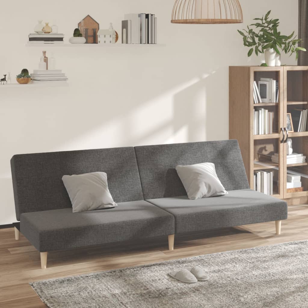 Schlafsofa 2-Sitzer Hellgrau Stoff