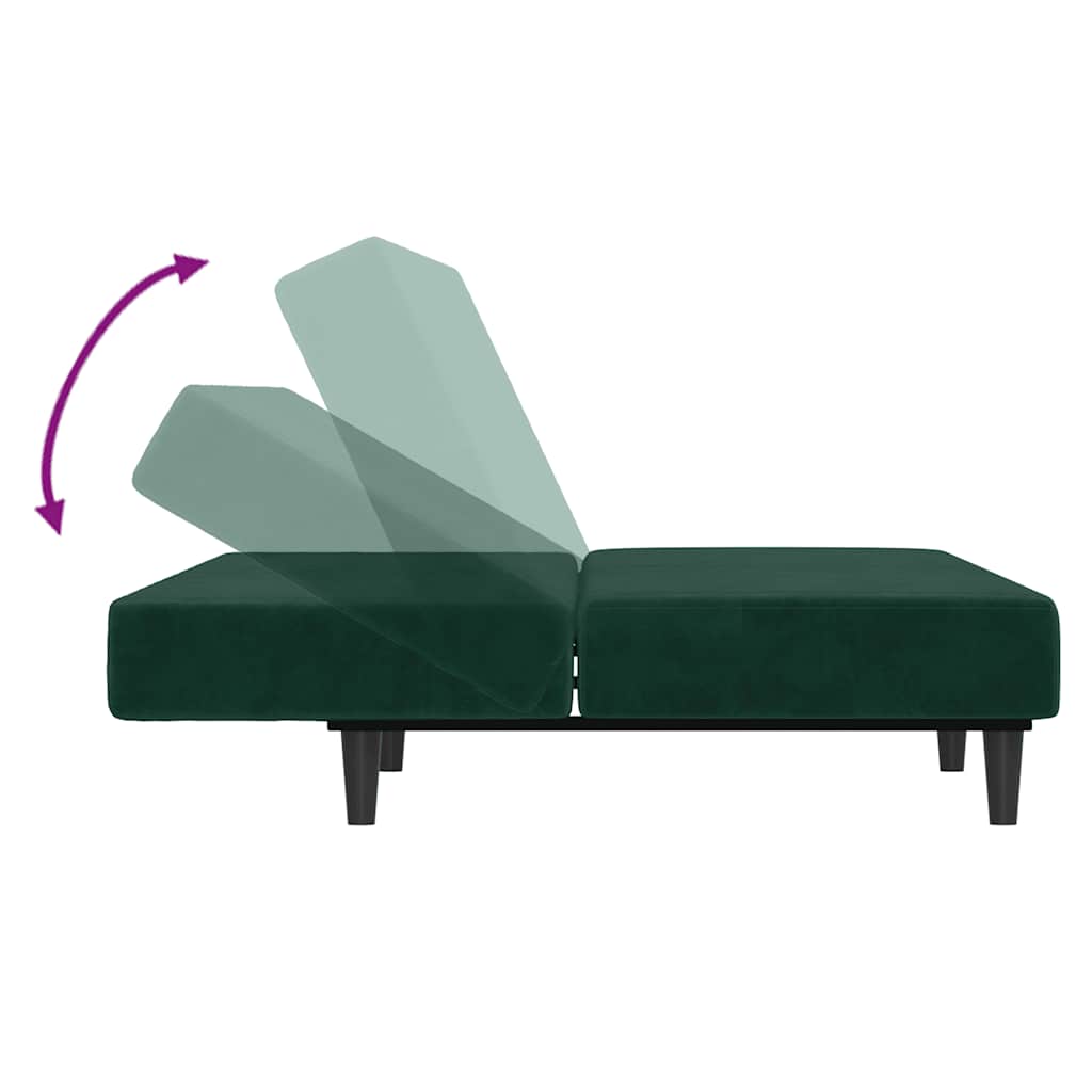 Schlafsofa 2-Sitzer Dunkelgrün Samt