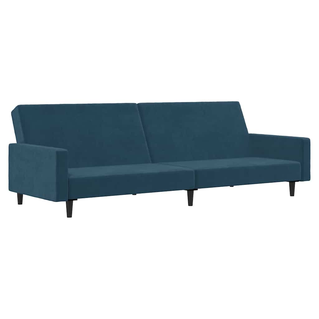 Schlafsofa 2-Sitzer Blau Samt