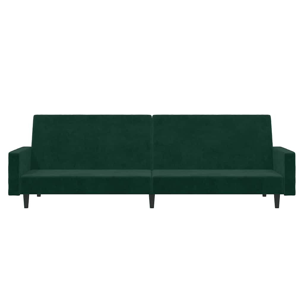 Schlafsofa 2-Sitzer Dunkelgrün Samt