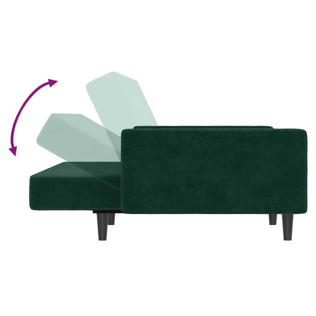 Schlafsofa 2-Sitzer Dunkelgrün Samt