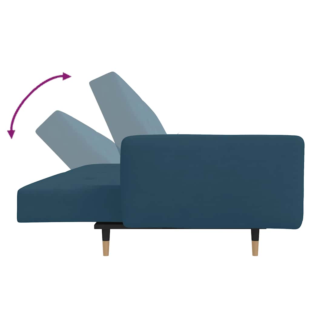 Schlafsofa 2-Sitzer mit 2 Kissen Blau Samt