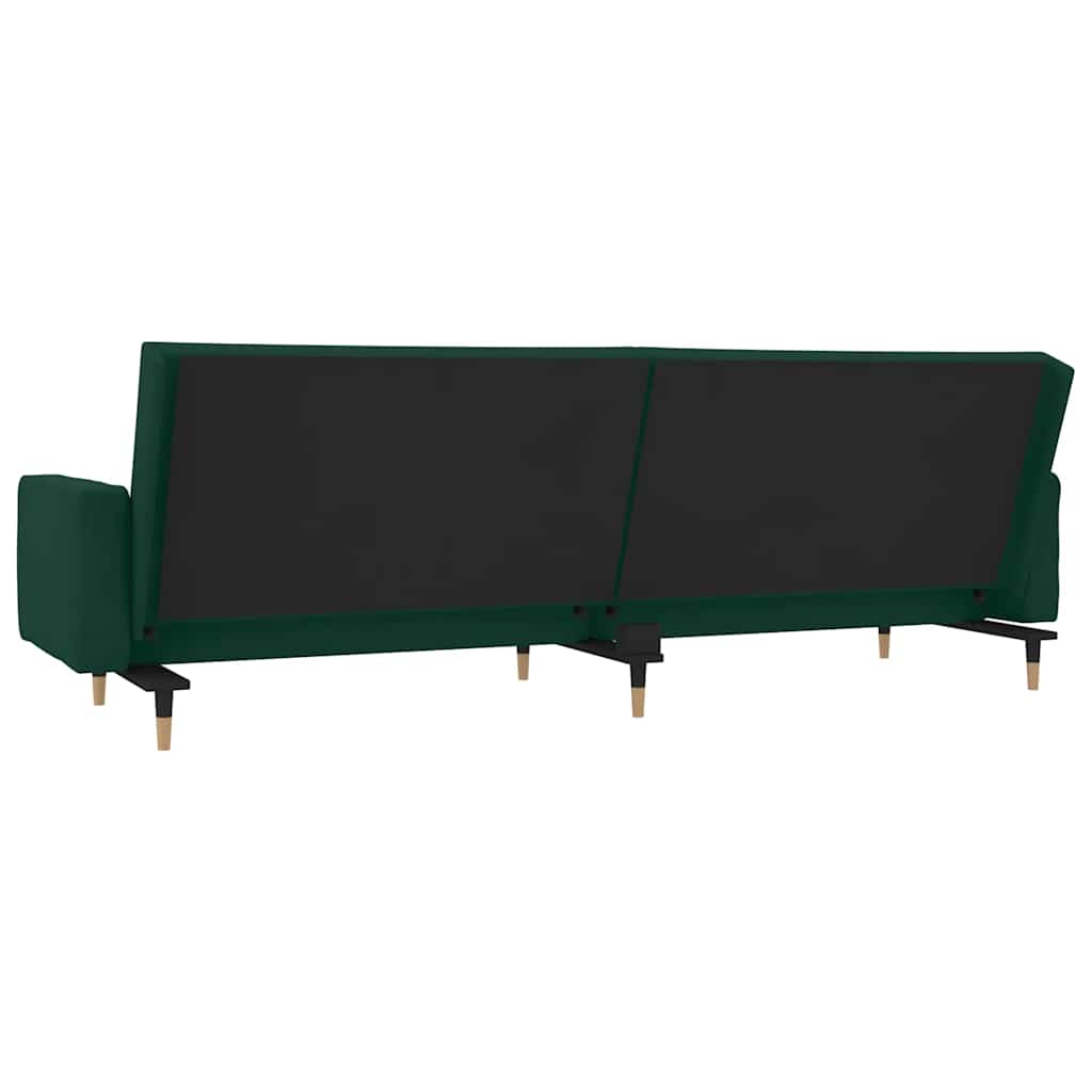 Schlafsofa 2-Sitzer mit 2 Kissen Dunkelgrün Samt