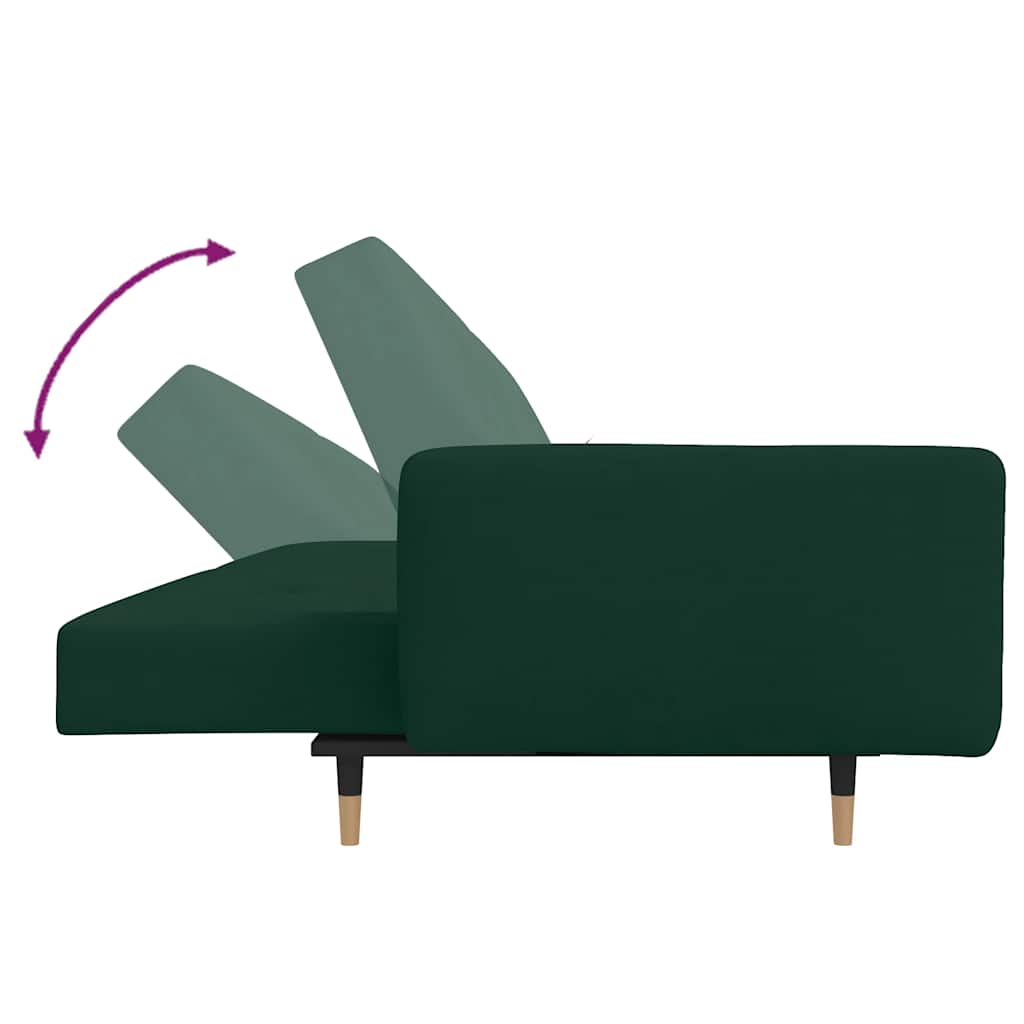 Schlafsofa 2-Sitzer mit 2 Kissen Dunkelgrün Samt