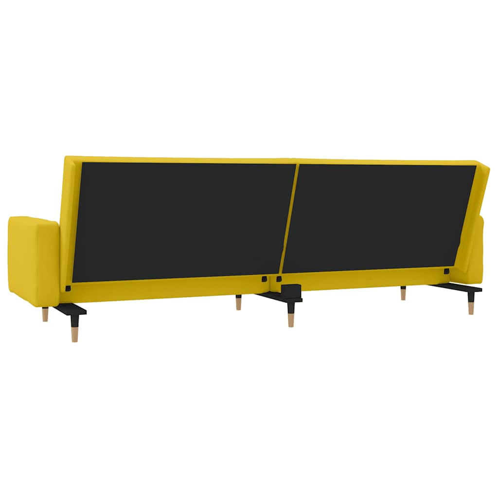 Schlafsofa 2-Sitzer mit 2 Kissen Gelb Samt