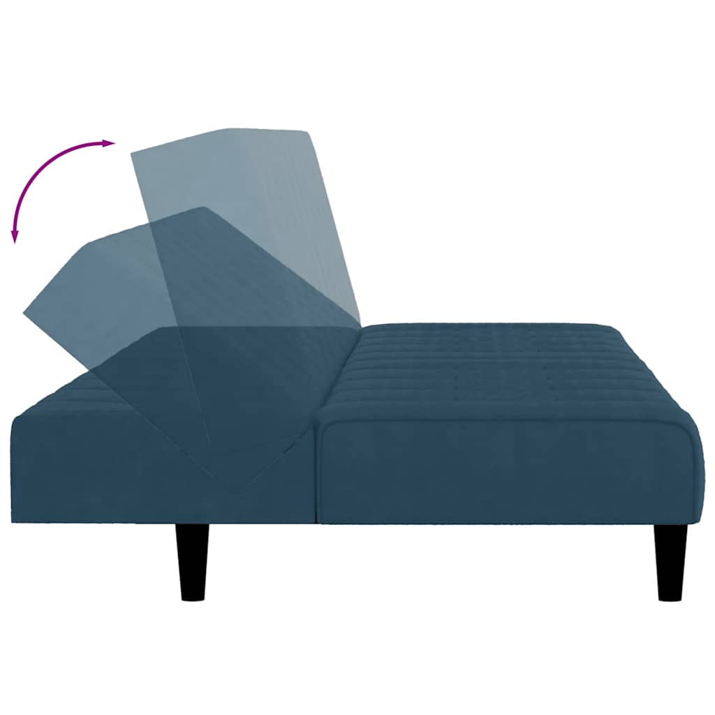 Schlafsofa 2-Sitzer Blau Samt