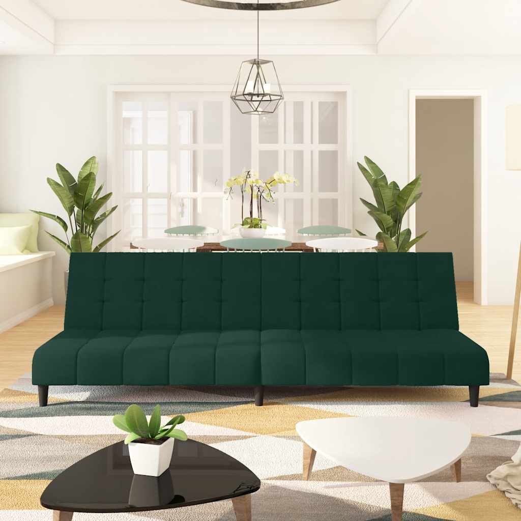 Schlafsofa 2-Sitzer Dunkelgrün Samt