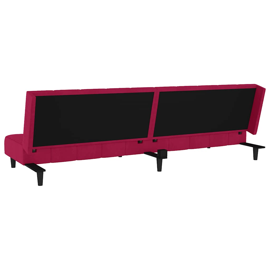 Schlafsofa 2-Sitzer Weinrot Samt
