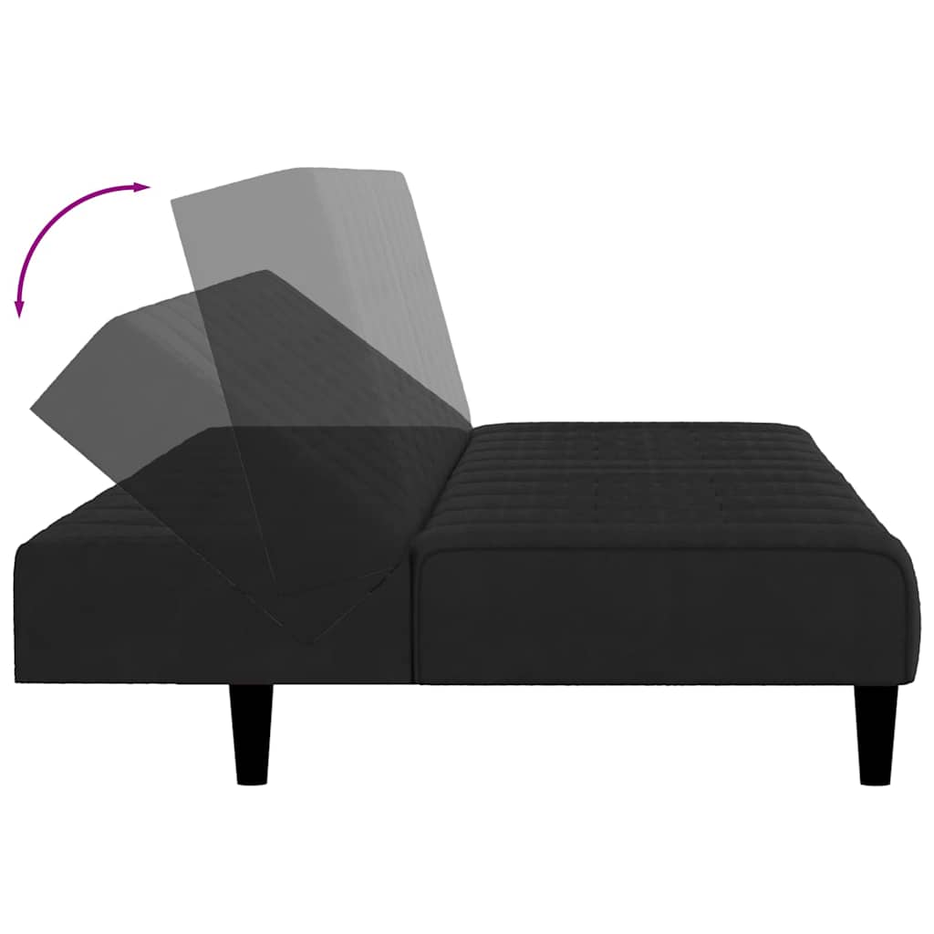 Schlafsofa 2-Sitzer Schwarz Samt