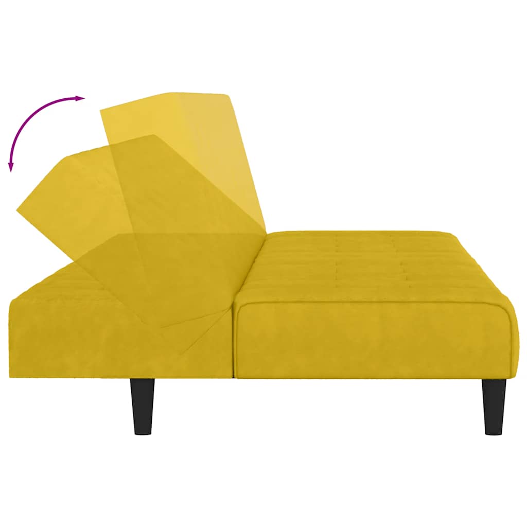 Schlafsofa 2-Sitzer Gelb Samt